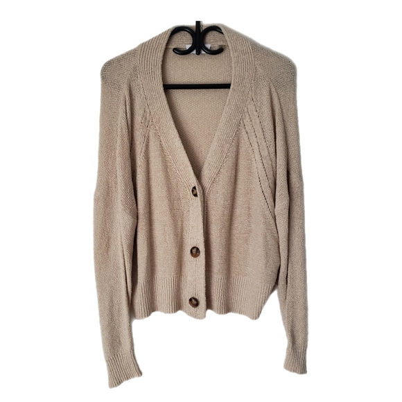 Cozy Beige Button-Up Sweater - Picture 1 of 3